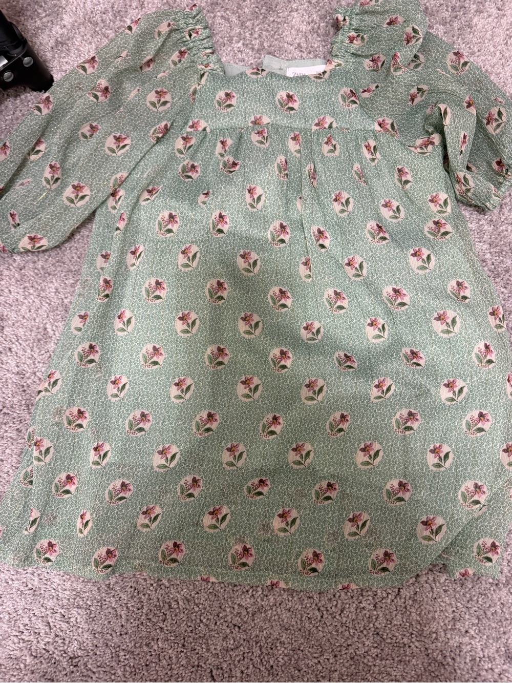 Zara Toddler Sage Green Floral Dress